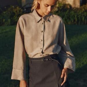 Zara | Faux Suede Oversized Button Down | XS